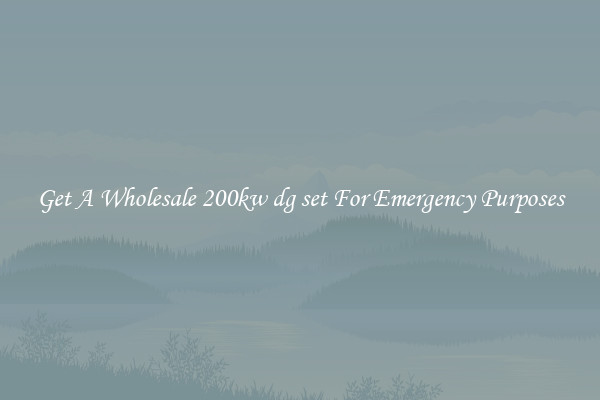 Get A Wholesale 200kw dg set For Emergency Purposes