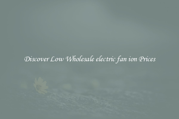 Discover Low Wholesale electric fan ion Prices