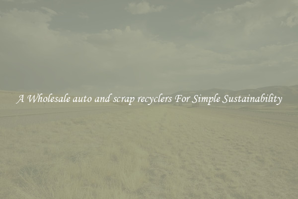  A Wholesale auto and scrap recyclers For Simple Sustainability 