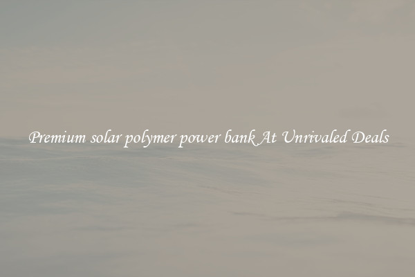 Premium solar polymer power bank At Unrivaled Deals